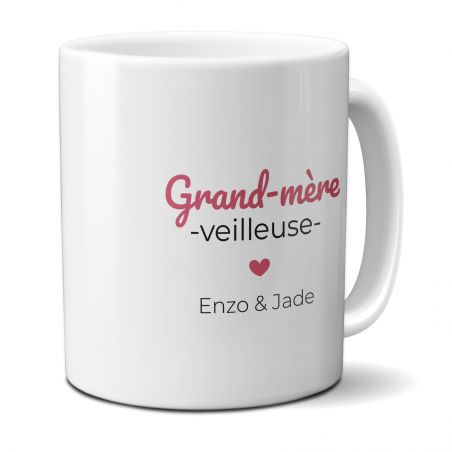 Mug thé ou café personnalisable Grand-mère-veilleuse · Cadeau anniversaire ou Noël de Mamie