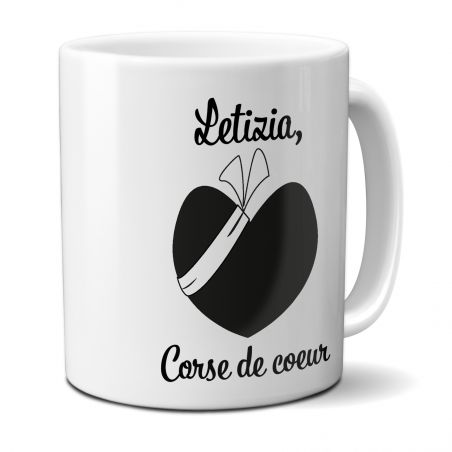 White ceramic mug personalized with Text | Corsica