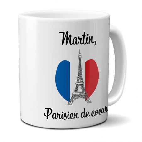 Mug en céramique blanc personnalisé avec Texte| Paris