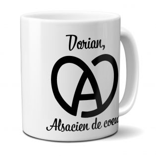 White ceramic mug personalized with Text | Alsace