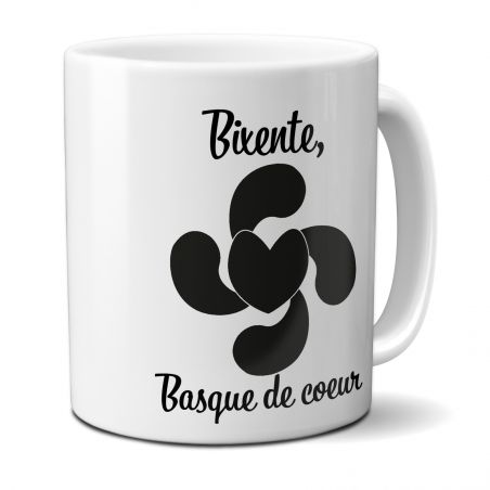 Mug en céramique blanc personnalisé avec Texte| Basque