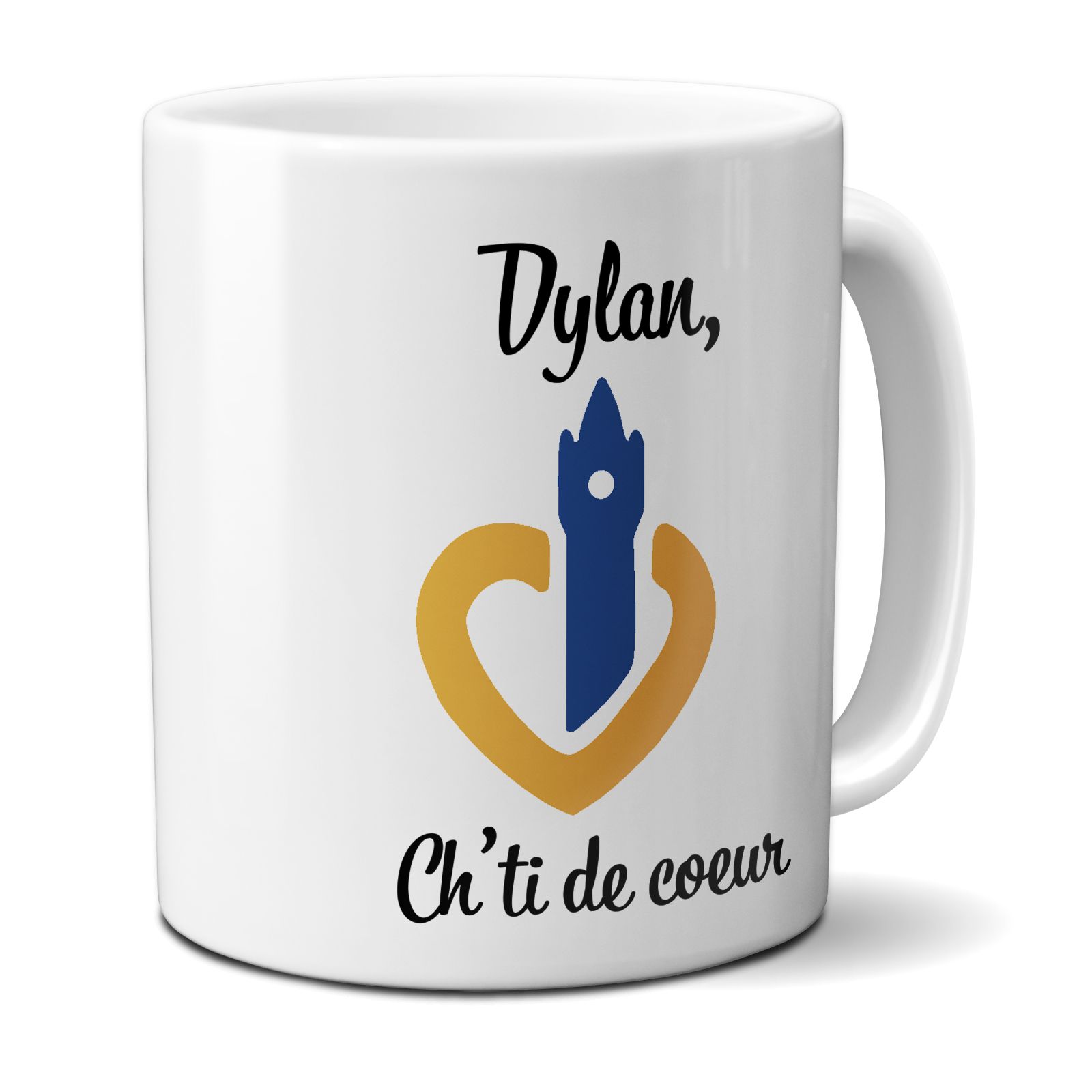 White ceramic mug personalized with Text | Tops of France