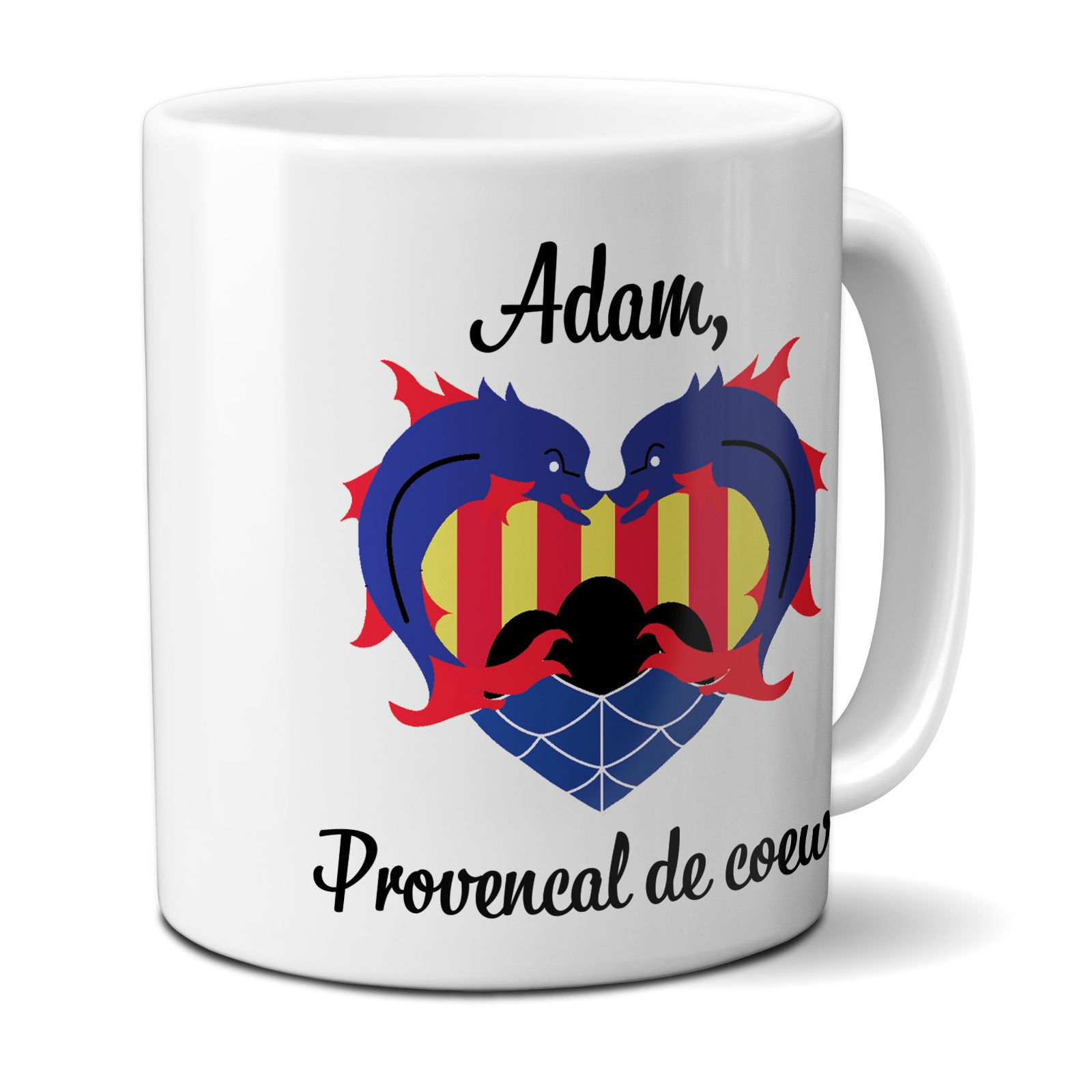 Mug en céramique blanc personnalisé avec Texte | Provençal de cœur