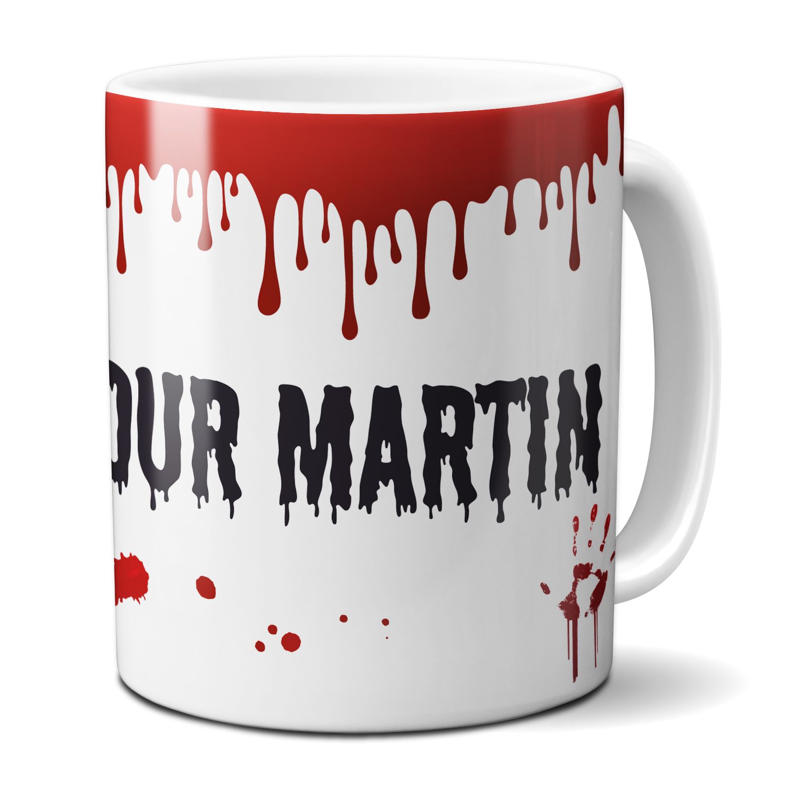 Red horror movie mug · Traces of blood