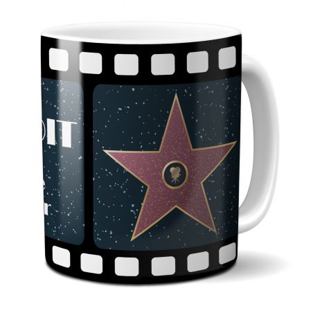 Mug en céramique blanc personnalisable avec Texte · Étoiles de star Walk of fame 