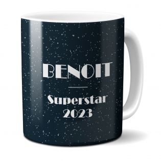 Mug en céramique blanc personnalisé · étoiles Walk of fame Noir