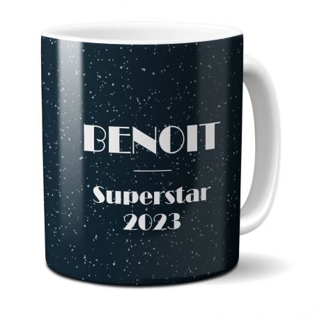 Personalized white ceramic mug · stars Walk of fame Black