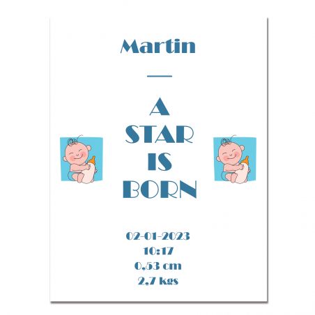 Personalized metal plaque - A star is born · Blue - 15 x 20 cm