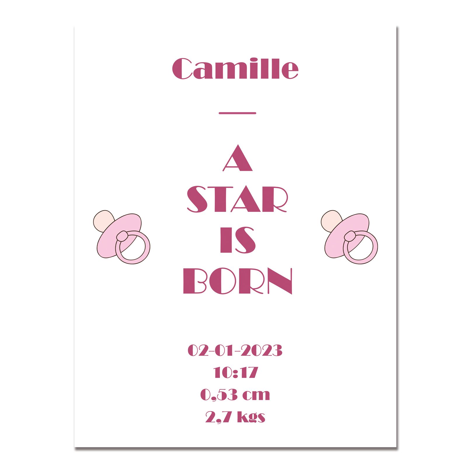 Personalized metal plaque · A star is born rose | 20 x 30 cm