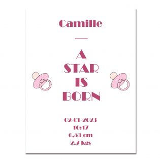 Personalized metal plaque - A star is born · Pink - 15 x 20 cm