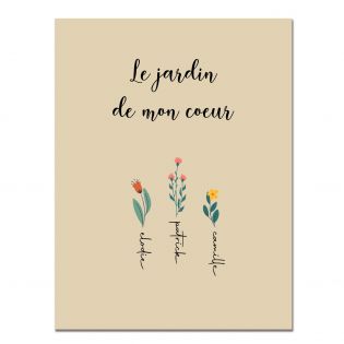 Plaque métallique personnalisée - Jardin de mon coeur avec prénoms - 15 x 20 cm