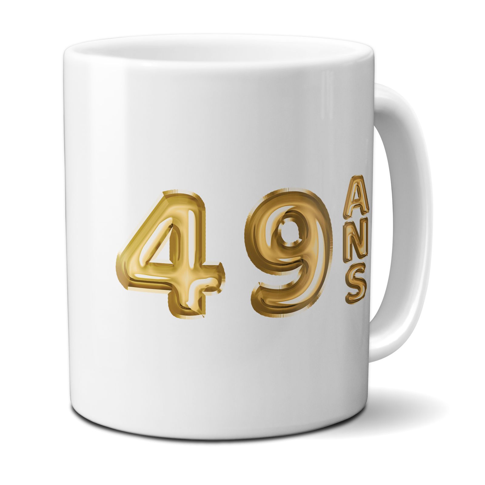 Happy Birthday Mug · Golden Balloons · Personalized with First Name and Age