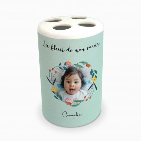 Porte brosse à dent personnalisable avec photo et texte - Cadeau décoratif personnalisé pour la salle de bains