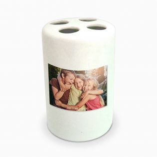 Customizable toothbrush holder with photo and text - Personalized decorative gift for the bathroom