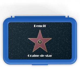 Boite à goûter garçon personnalisable avec Prénom · Modèle Étoile Walk of fame · Bleu