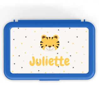 Personalizable children's snack box with first name and animal motif