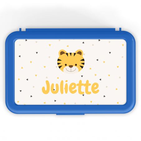 Personalizable children's snack box with first name and animal motif