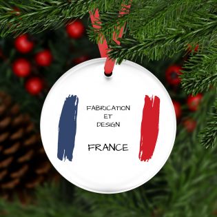 Décoration de Noël personnalisable avec un prénom - Cadeau Noël, décoration sapin de Noël en plexiglass - Modèle Forêt rouge