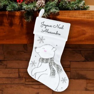 Chaussette - Botte de Noël décorative personnalisée pour cheminée | Ours Polaire