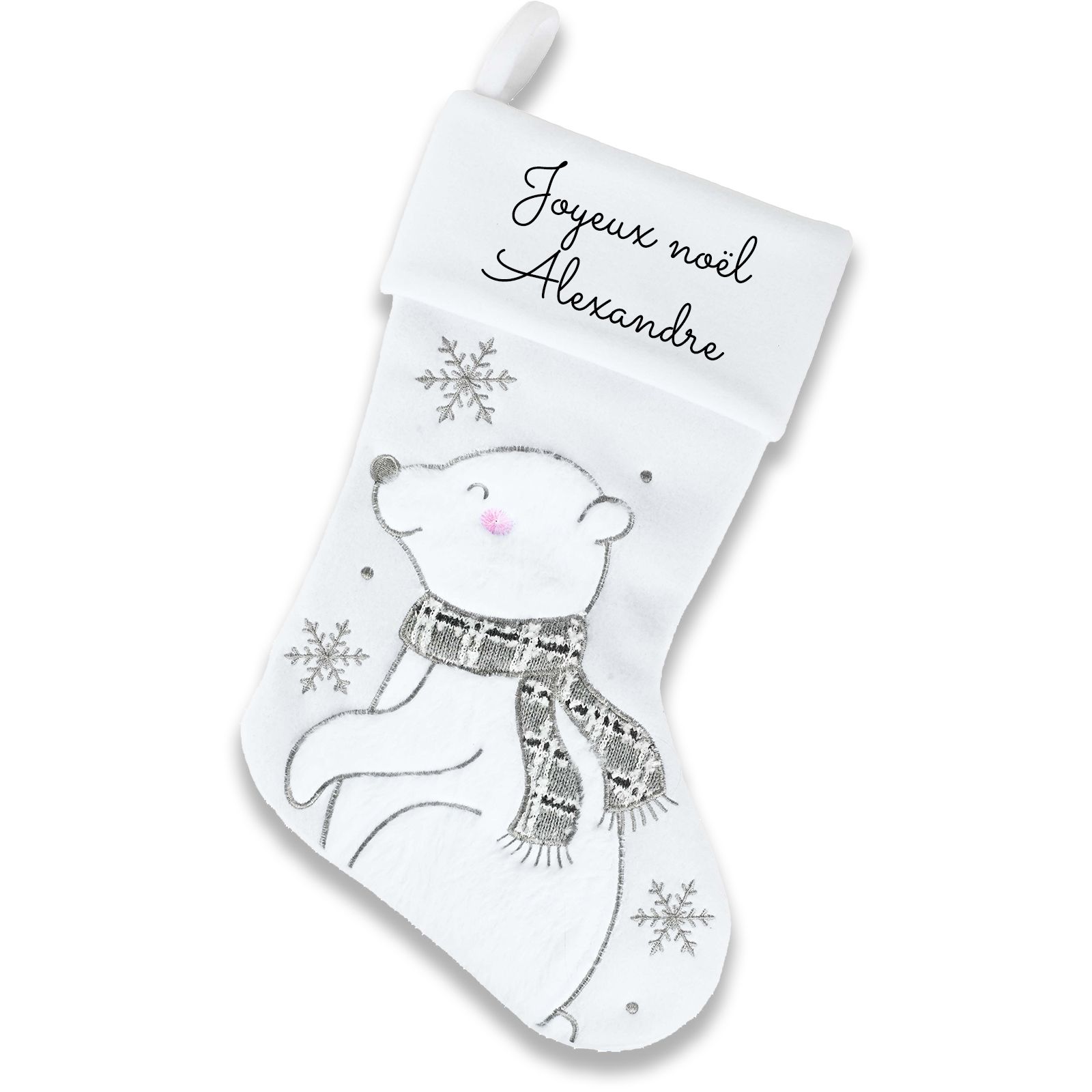 Chaussette - Botte de Noël décorative personnalisée pour cheminée | Ours Polaire