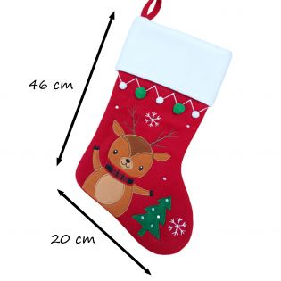 Chaussette - Botte de Noël décorative personnalisée avec prénom pour cheminée - Modèle Renne - Personnalisé en France