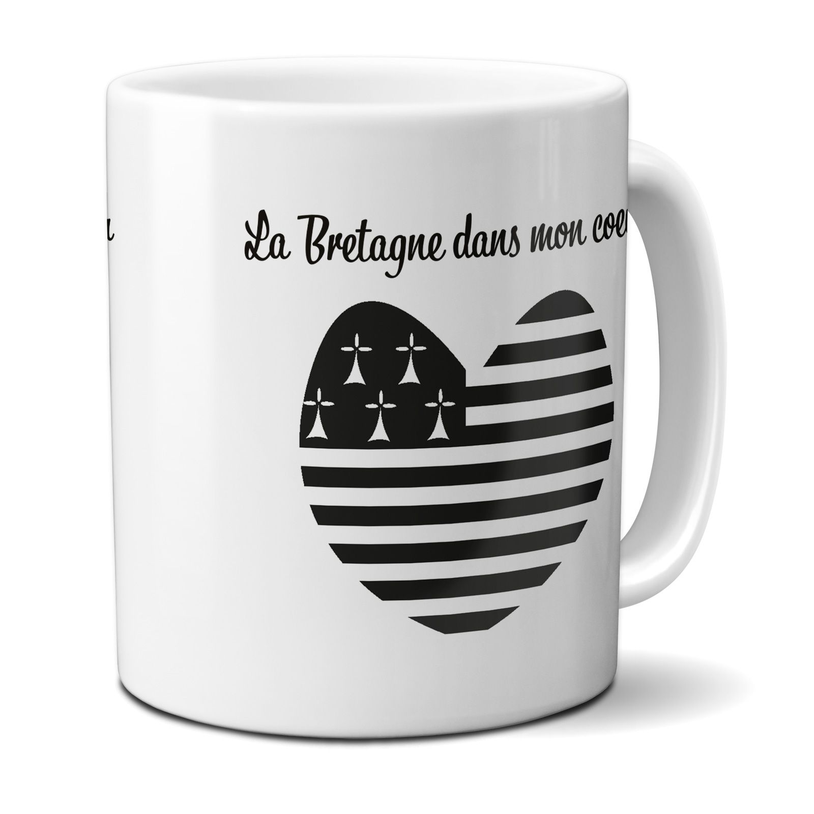 Mug Bretagne dans mon cœur - Tasse cadeau symbole Breton - 33 cL, Céramique - Imprimé en France