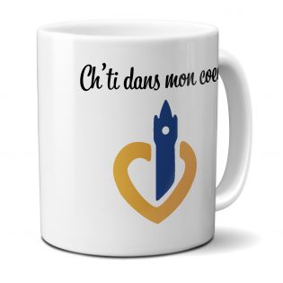 Mug en céramique blanc personnalisé avec Texte | Hauts de France