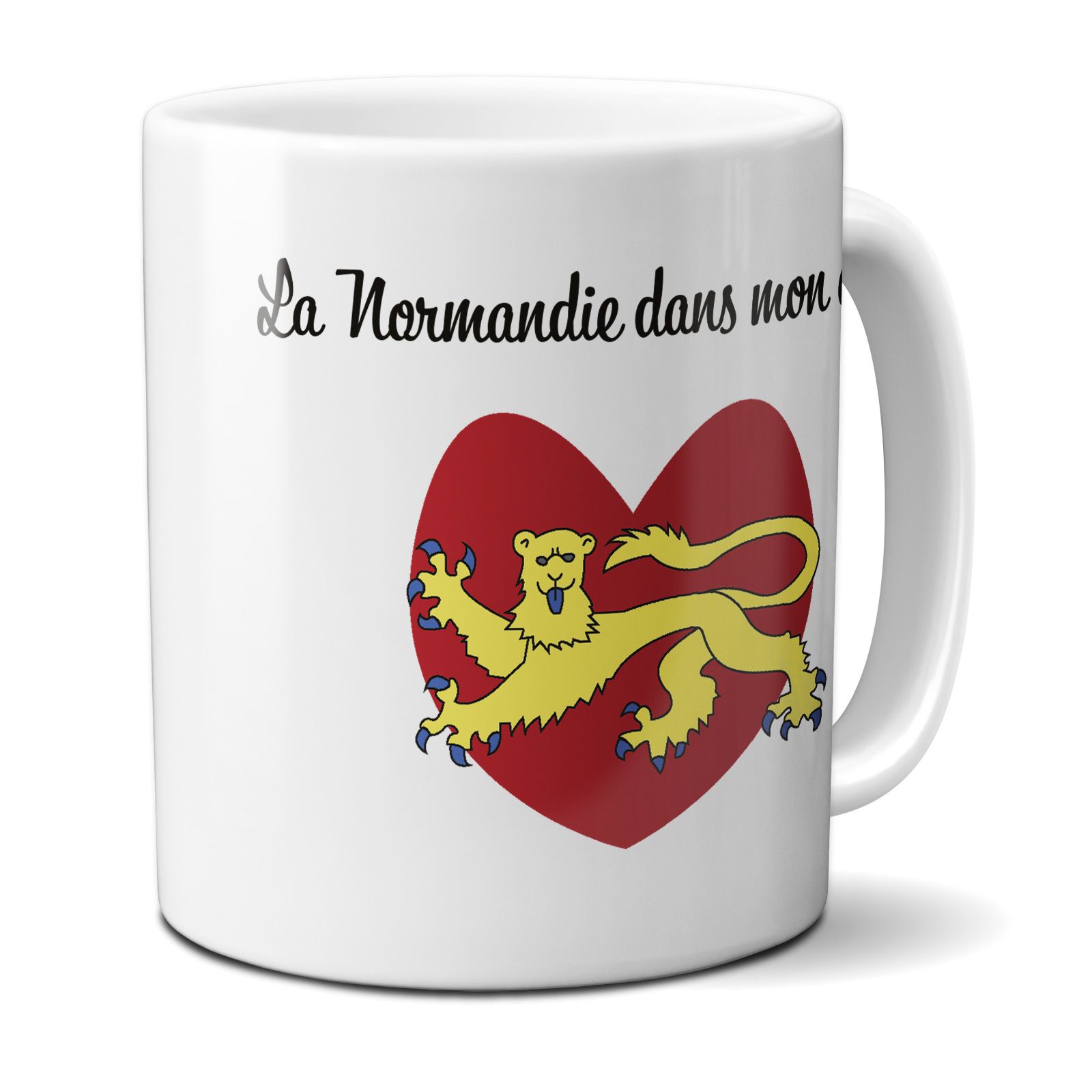 Mug Normandie dans mon cœur - Tasse cadeau symbole Normand - 33 cL, Céramique - Imprimé en France