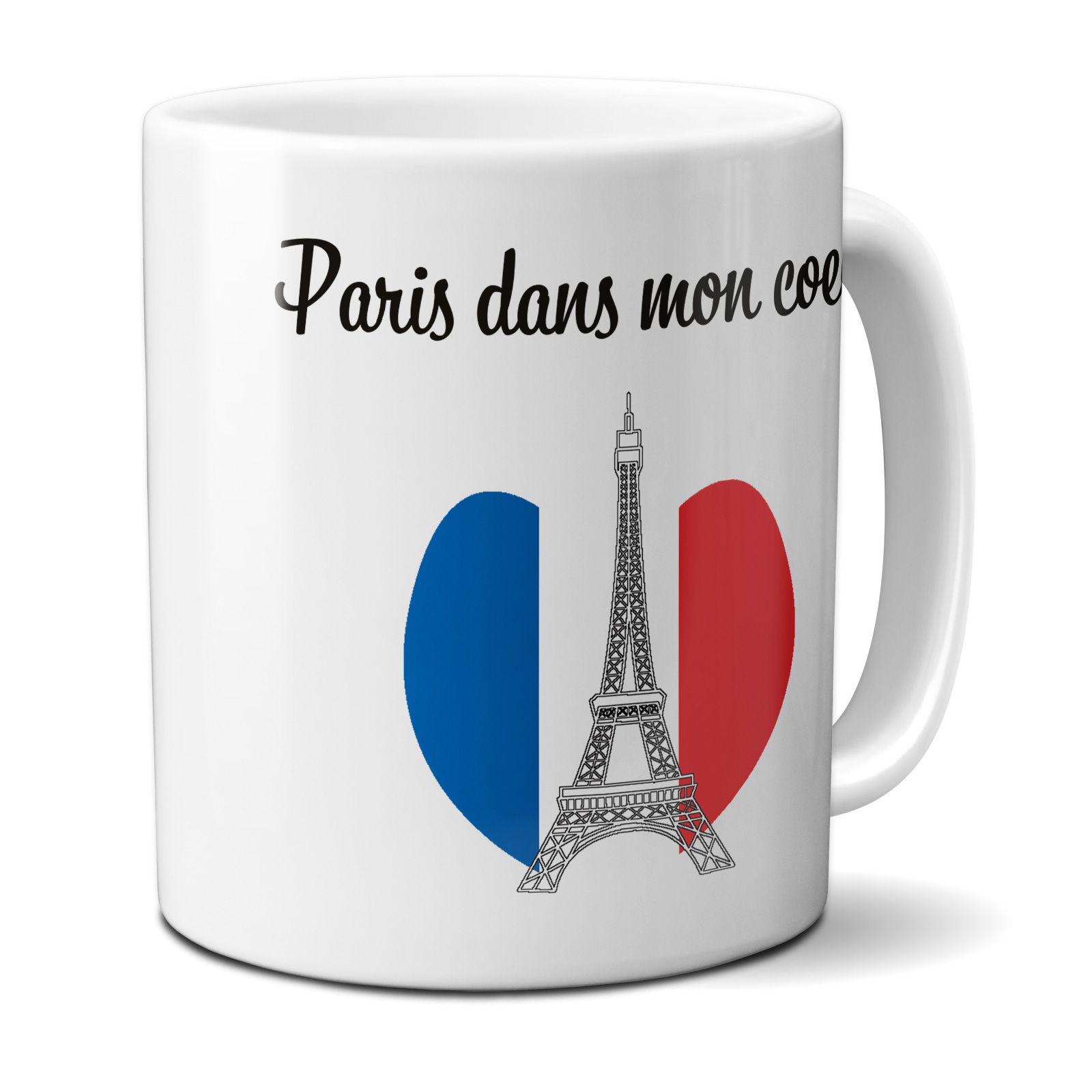 Mug Paris dans mon cœur - Tasse cadeau Tour Eiffel - 33 cL, Céramique - Imprimé en France