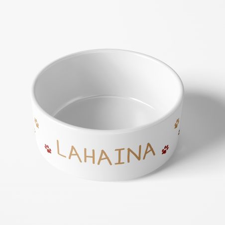 Personalized ceramic dog bowl | Animal paw patterns