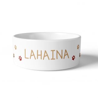 Personalized ceramic dog bowl | Animal paw patterns