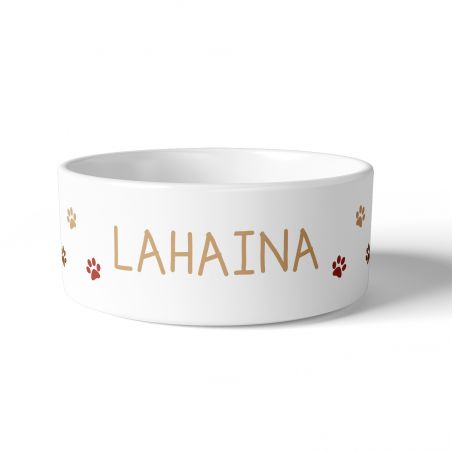 Personalized ceramic dog bowl | Animal paw patterns