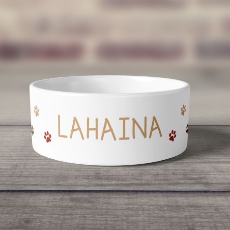 Personalized ceramic dog bowl | Animal paw patterns