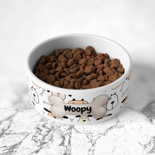 Personalized ceramic dog bowl | Animal paw patterns