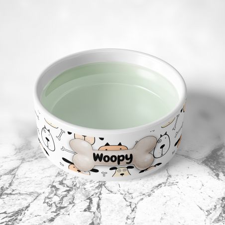 Personalized ceramic dog bowl | Animal paw patterns