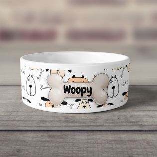 Personalized ceramic dog bowl | Animal paw patterns