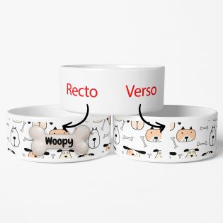 Personalized ceramic dog bowl | Animal paw patterns