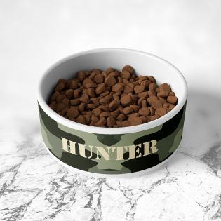 Personalized ceramic dog bowl | Animal paw patterns