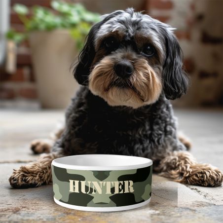 Personalized ceramic dog bowl | Animal paw patterns