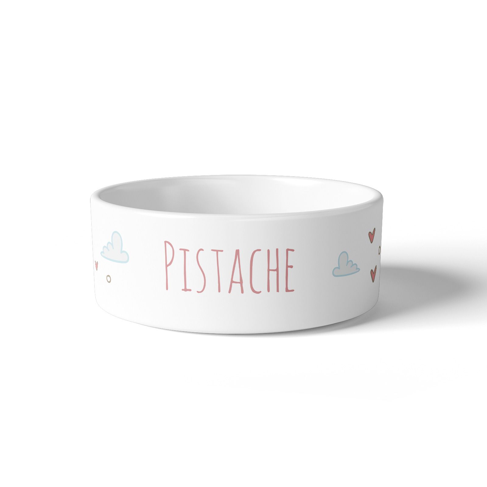 Personalized ceramic cat bowl | Cloud patterns