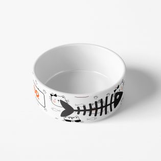 Personalized ceramic cat bowl | Cloud patterns