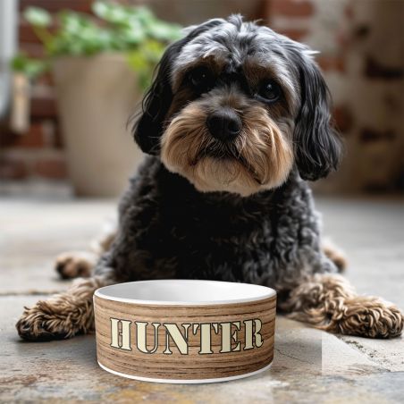 Personalized ceramic dog bowl | Animal paw patterns