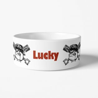 Personalized ceramic dog bowl | Animal paw patterns