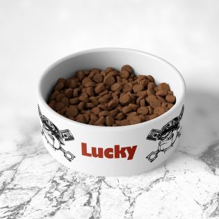 Personalized ceramic dog bowl | Animal paw patterns