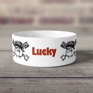 Personalized ceramic dog bowl | Animal paw patterns