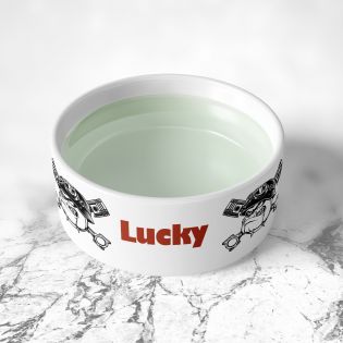 Personalized ceramic dog bowl | Animal paw patterns