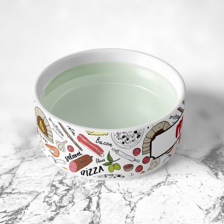 Personalized ceramic dog bowl | Animal paw patterns