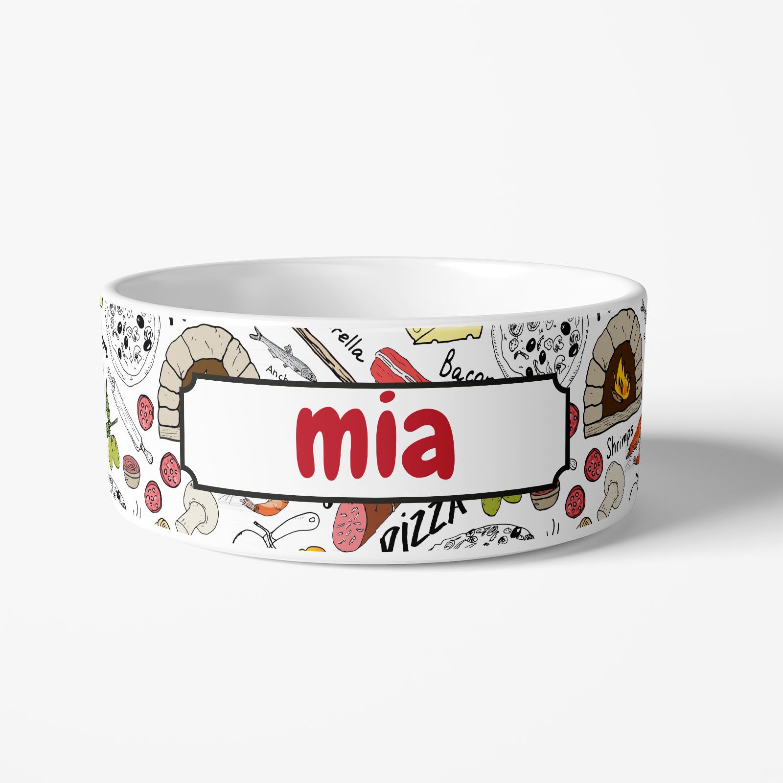 Gamelle pour chien en céramique personnalisable | Motif Pizza