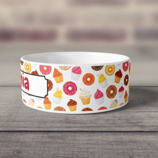 Personalized ceramic dog bowl | Animal paw patterns