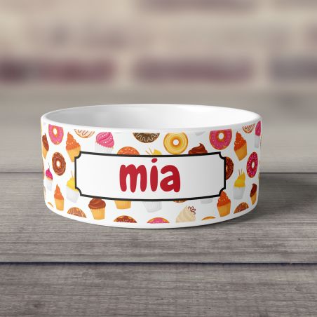 Personalized ceramic dog bowl | Animal paw patterns